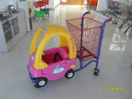 खिलौना कार के साथ लाल पाउडर लेपित बच्चों की खरीदारी गाड़ी यात्री कैस्टर