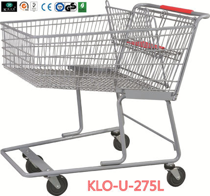 275L अमेरिकी किराने की दुकान शॉपिंग आधार ग्रिड के साथ ट्रॉली / धातु सुपरमार्केट गाड़ियां