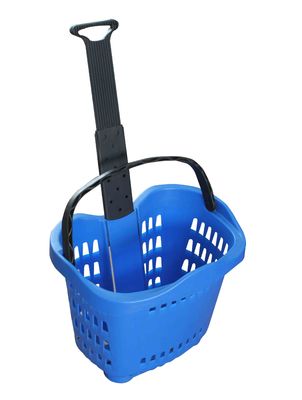 पहियों 55L के साथ रंगीन प्लास्टिक रोलिंग शॉपिंग बास्केट, प्लास्टिक के शॉपिंग ट्रॉली टोकरी