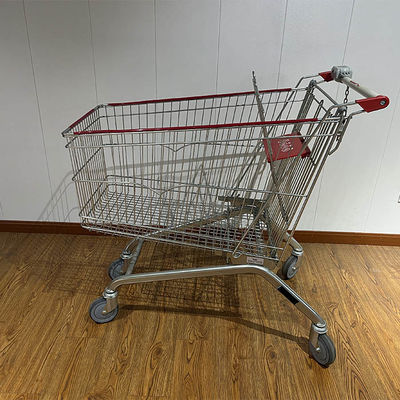 खरीदें 275L Large Capacity Metal Trolley European Style Supermarket Trolley Hand-pushed With Foldable Double Child Seats ऑनलाइन निर्माण